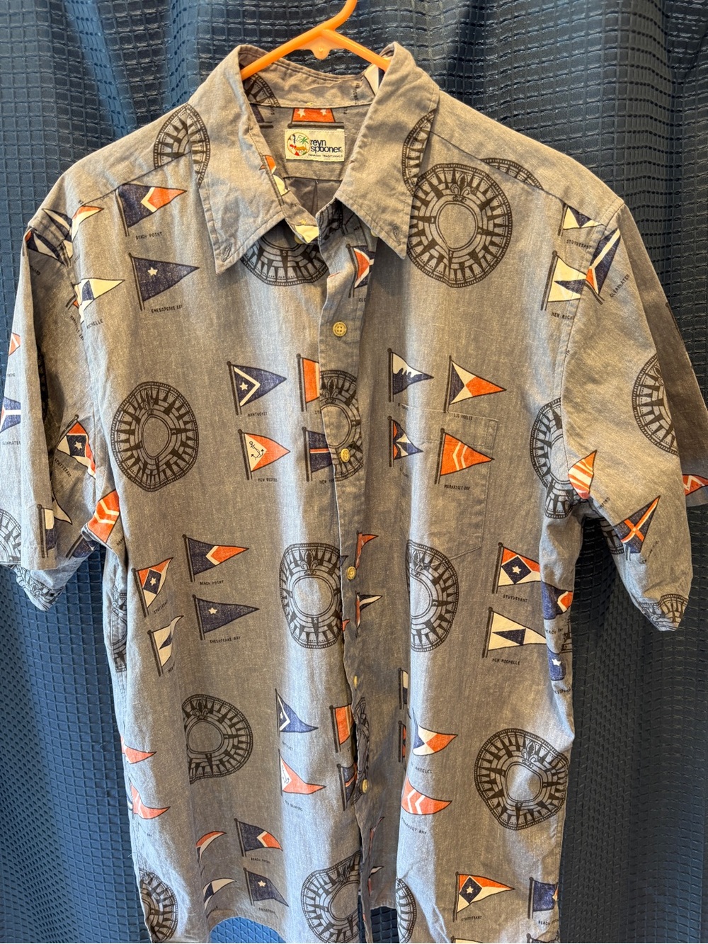 Reyn Spooner Gray Nautical Print Short-Sleeve Shirt